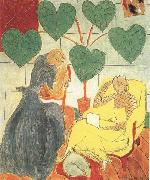 Henri Matisse Two Female Figures and a Dog (Blue Dress and Net-Patterned Dress) (mk35) oil painting